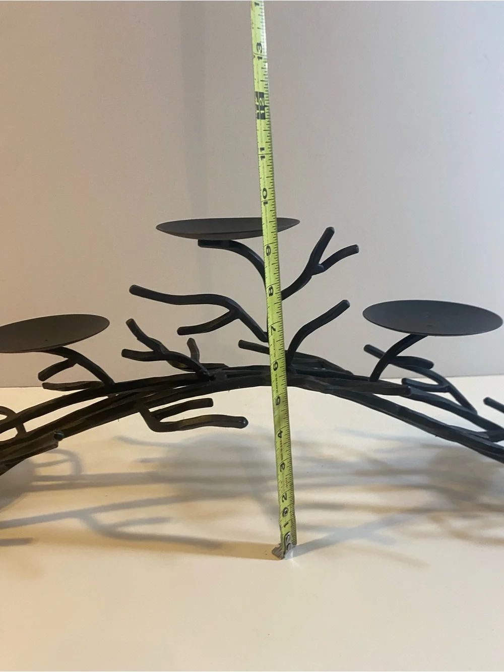 Vintage 5 Candle Black Cast Metal Tree Branch Table Centerpiece Candleholder